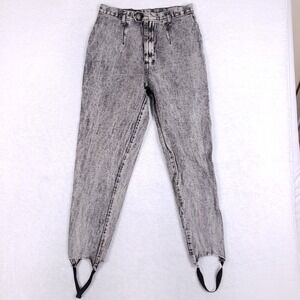 Denim Republic Vintage 13/14 High Waisted Acid Wash Stirrup Jeans Gray 80s 90s